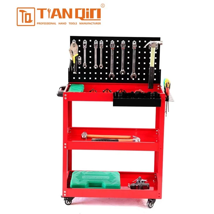 82752 Multifunctional Tool Cart With Pegboard Back Panel